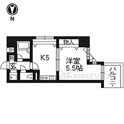 ライオンズマンション四条堀川第二 8階1Kの間取り