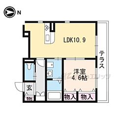 Ｃａｒｒｅ　ｈｅｕｒｅｕｘ　ＧＯＪＯ 1階1LDKの間取り