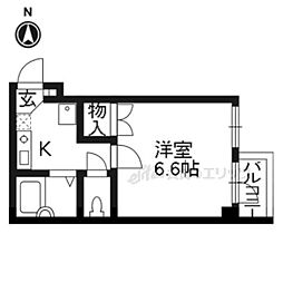 エトアル七条 2階1Kの間取り