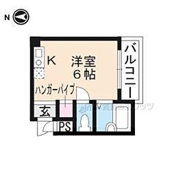 JR東海道・山陽本線 京都駅 徒歩14分の賃貸マンション 2階1Kの間取り