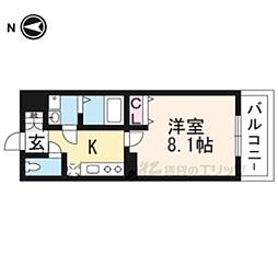 JR東海道・山陽本線 西大路駅 徒歩5分の賃貸マンション 3階1Kの間取り