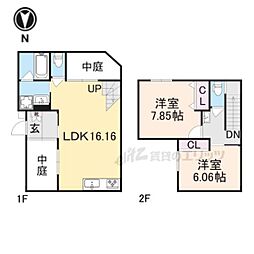 仮称）今出川コートハウス 2階2LDKの間取り