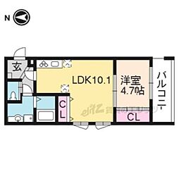 京都市営烏丸線 五条駅 徒歩9分の賃貸マンション 5階1LDKの間取り