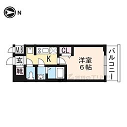 プレサンスTHE KYOTO吉祥院 5階1Kの間取り
