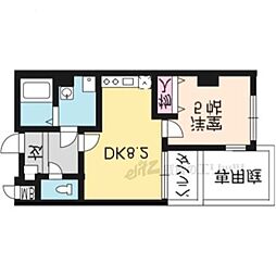 京都地下鉄東西線 二条駅 徒歩5分の賃貸マンション 1階1DKの間取り