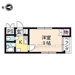 ルミナス今出川 4階1Kの間取り