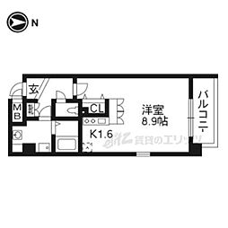 京阪本線 三条駅 徒歩4分の賃貸マンション 5階1Kの間取り