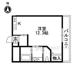 シャルール・デュ・ボワ二条 3階1Kの間取り