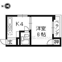 JR山陰本線 二条駅 徒歩4分の賃貸マンション 3階1Kの間取り