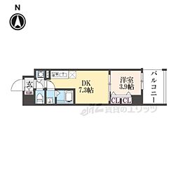阪急京都本線 西院駅 徒歩8分の賃貸マンション 8階1Kの間取り