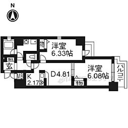 RESIDIA京都駅前 2DKの間取図画像
