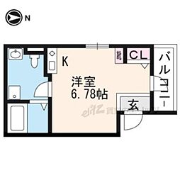 KyotoHouse西寺 ワンルームの間取図画像