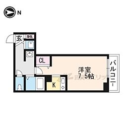 スワンズ京都セントラルシティ 1Kの間取図画像