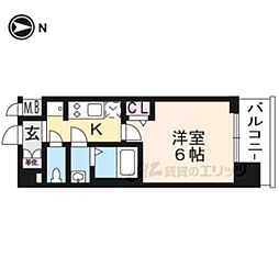 プレサンスTHEKYOTO東福寺EAST 1Kの間取図画像