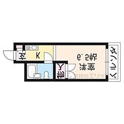 和晃第二ハイツ ワンルームの間取図画像