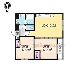 四条コート西洞院 2LDKの間取図画像