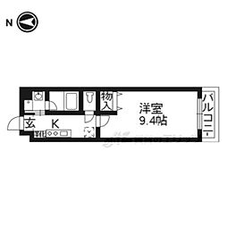 ラ・ローズ銀閣寺 1Kの間取図画像