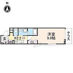 アリエッタ 1Kの間取図画像