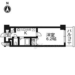 プレサンス京都鴨川彩華 1Kの間取図画像