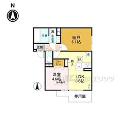 グランナッシム西京極 1LDKの間取図画像