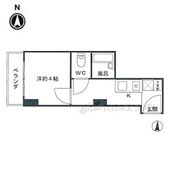 明治館にしき 1Kの間取図画像