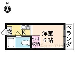 シャトー若草 ワンルームの間取図画像