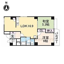 京都グランドハイツ 2LDKの間取図画像