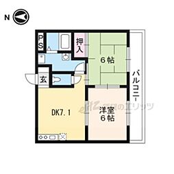 上阿達谷口マンション 2DKの間取図画像