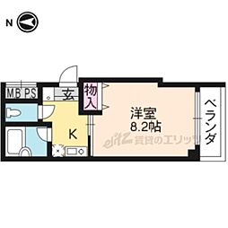 阪急京都本線 烏丸駅 徒歩2分の賃貸マンション 2階1Kの間取り