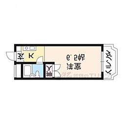 JR山陰本線 二条駅 徒歩8分の賃貸マンション 4階1Kの間取り