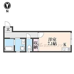 Ｋレジデンス神宮丸太町 1階ワンルームの間取り