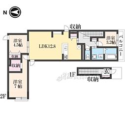 Ｂｅｌｌｅ　Ｌｅａｄ北野御前 2階3LDKの間取り