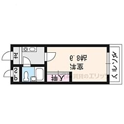 叡山電鉄叡山本線 元田中駅 徒歩1分の賃貸マンション 3階1Kの間取り