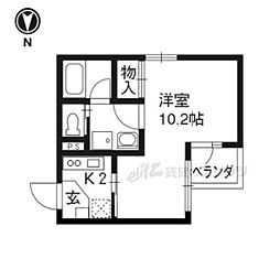 京阪本線 出町柳駅 徒歩5分の賃貸マンション 地下1階1Kの間取り