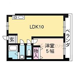 平野マンション 1階1LDKの間取り