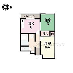 ＯｒｉｅｎｔｏＣｉｔｙ船岡 3階2DKの間取り