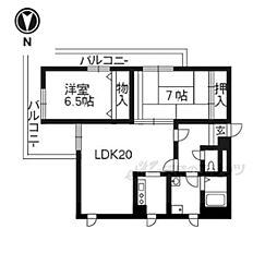 ヴィラ惣門 3階2LDKの間取り