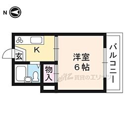 京都市営烏丸線 鞍馬口駅 徒歩8分の賃貸マンション 3階1Kの間取り