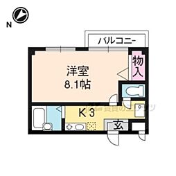レジデンス北大路 3階1Kの間取り
