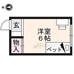 京阪本線 出町柳駅 徒歩19分の賃貸アパート 2階ワンルームの間取り