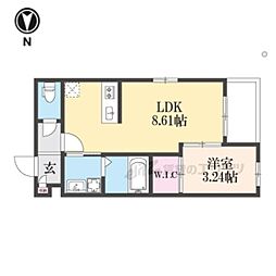 JR山陰本線 丹波口駅 徒歩7分の賃貸アパート 1階1LDKの間取り