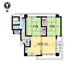 一浦マンション 4階2LDKの間取り