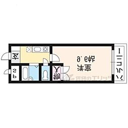 京都地下鉄東西線 二条城前駅 徒歩16分の賃貸マンション 3階1Kの間取り