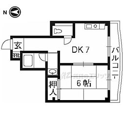 メゾンクレール 2階1DKの間取り