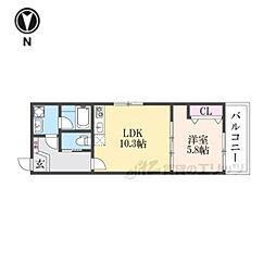 京都市営烏丸線 四条駅 徒歩10分の賃貸マンション 3階1LDKの間取り