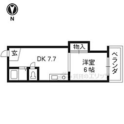 パパス永楽 4階1DKの間取り