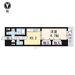 京都市営烏丸線 四条駅 徒歩5分の賃貸マンション 2階1DKの間取り