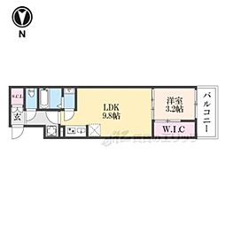 シエーナグランデ四条烏丸 2階1LDKの間取り