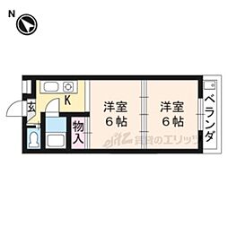 サンチェリー高田I 2階2Kの間取り