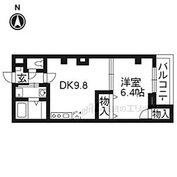 京都市営烏丸線 四条駅 徒歩10分の賃貸マンション 1階1LDKの間取り